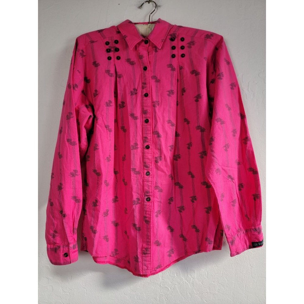 Rocky Mountain Women's Patterned Long Sleeve Collared Button Up Shirt Pink XS